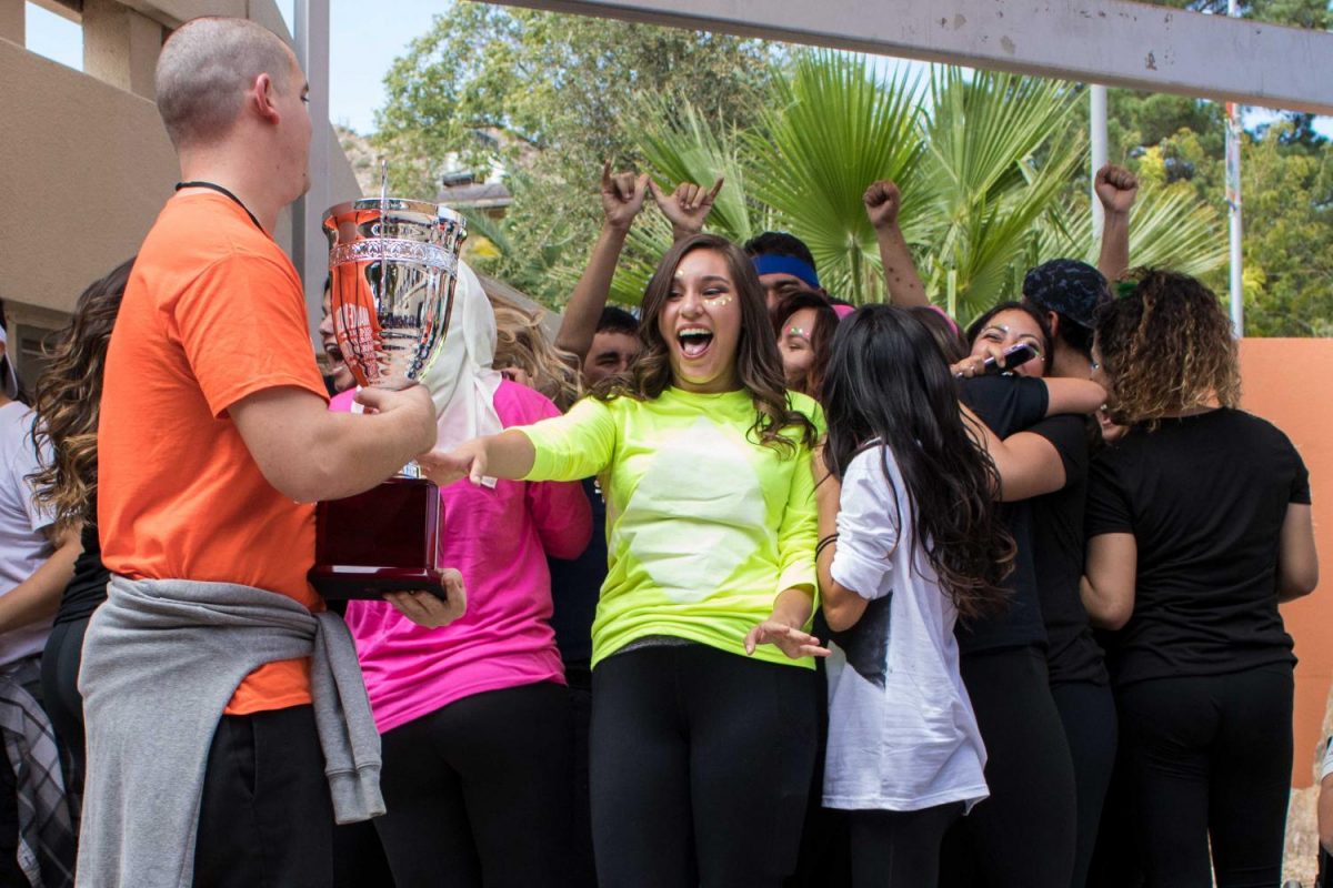 Members of UTEPs Alpha Xi Delta rejoice after they are announced as winners of the lip sync battle.