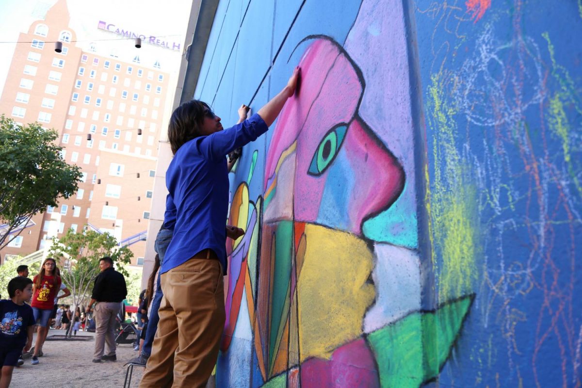 Chalk the Block’s 10th anniversary will feature artists from all around the United States, including New York-based artists Yoko Ono and Scott Cohen. which over looks the East side of El Paso.