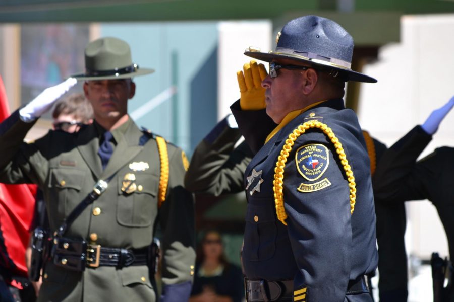 Members of El Paso police department at the memorial service held on Tuesday October 17th at the Chavez Theater to honor the memory of Texas Tech University police officer and El Paso Native  Floyd East Jr. 