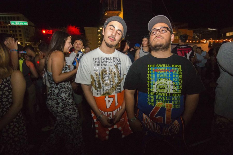 The Swell Kids, Eddie Vasquez and Alexander Bejarano pose at their “GOOD PROBLEMS” album listening party at the Outpost.