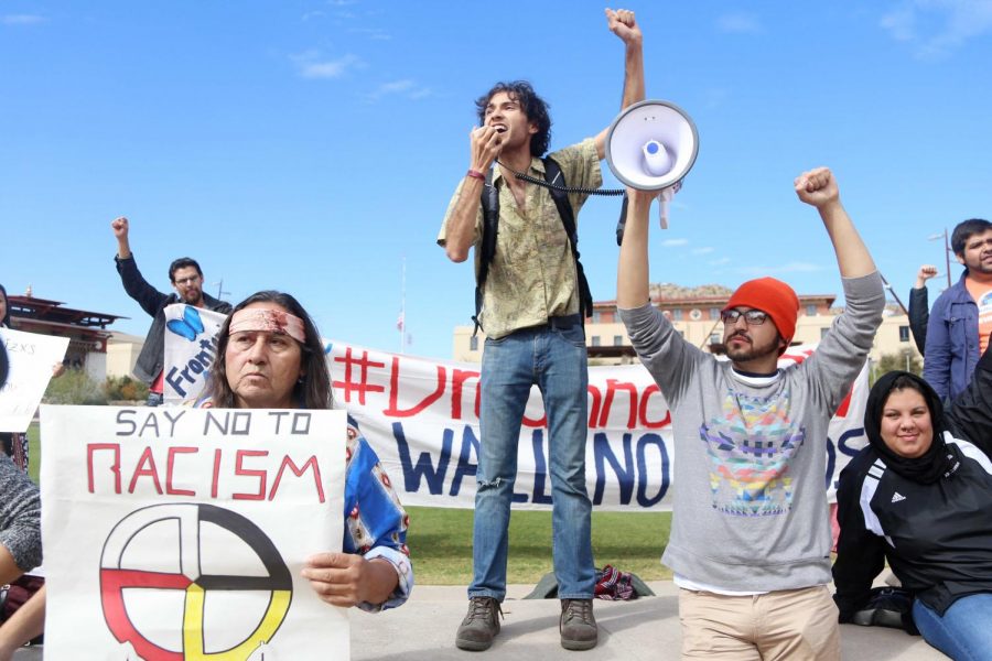 Andrew Torres, a sophomore majoring in anthropology, volunteered to speak at the protest. 