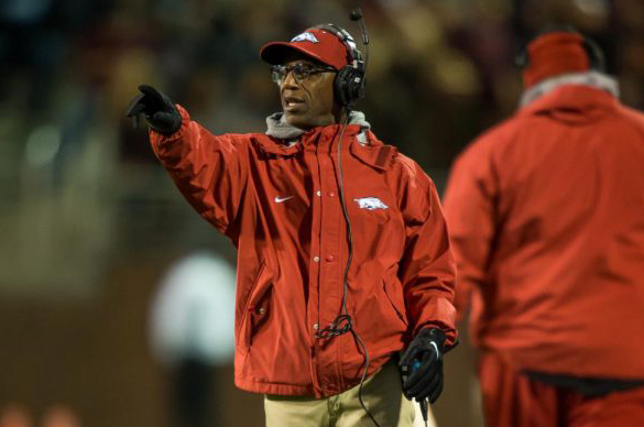 Reggie Mitchell (above) calls out a play during a football game with Arkansas in 2017.