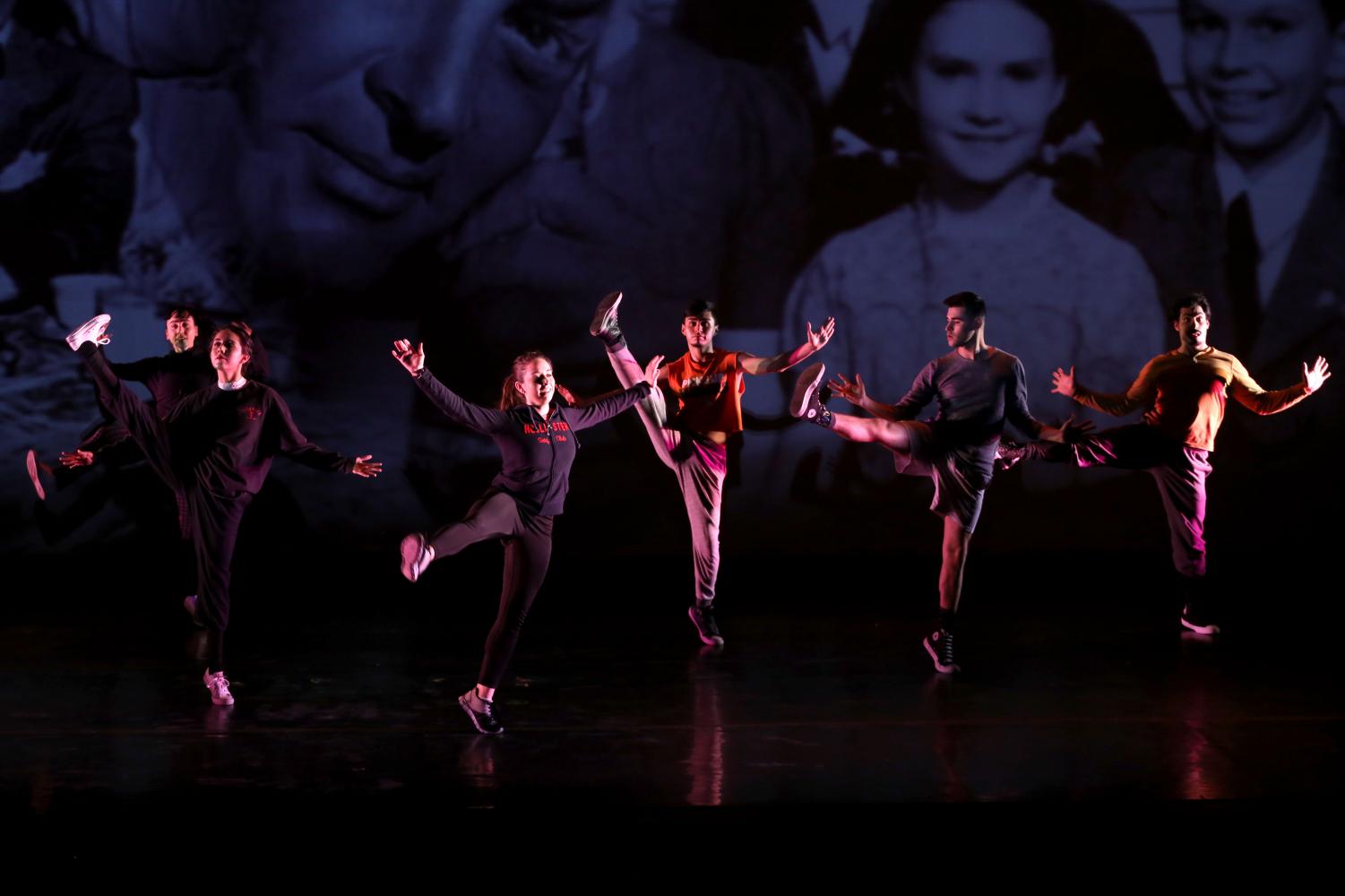The cast of “Iconic Pop” rehearses for opening night on Feb. 9 at 7:30 p.m. at The Wise Family Theatre in Fox Fine Arts.