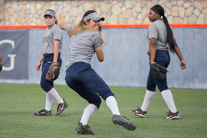 UTEP softball player Ariel Blair leads the team in stolen bases with six.