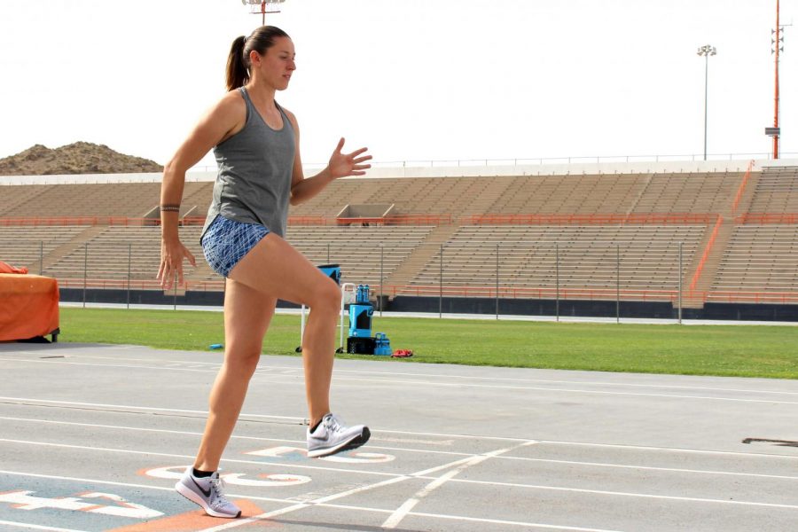 Lucia Mokrasova holds the school record in both the heptathlon and indoor pentathlon.