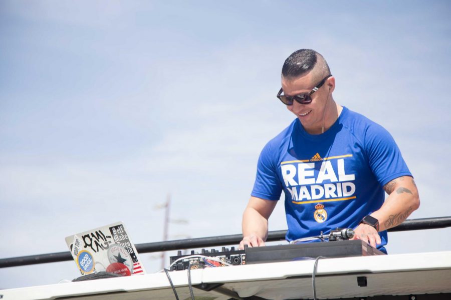 DJ Johnny Kage from 104.3 Hit FM performs at the first Miner Fest  on Wednesday, April 18 at Centennial Plaza. 