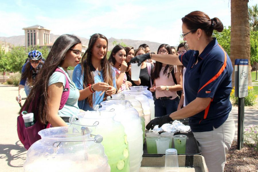 SGA offered free aguas frescas to the first 250 students at the first Miner Fest on Wednesday, April 18 at Centennial Plaza. 