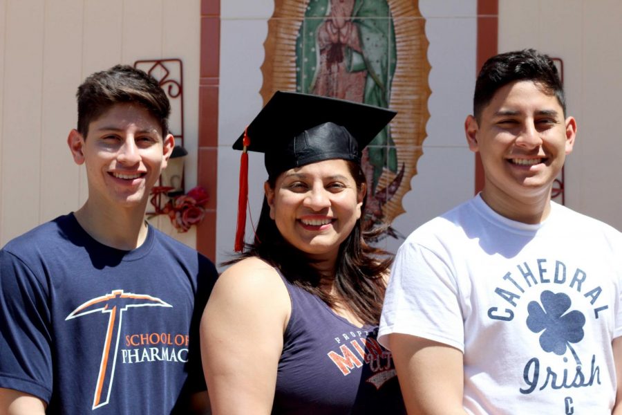 Jaclyn Nava and her sons Albert Nava Jr.,left, and Samuel Nava, right, have been going to school together at UTEP. 