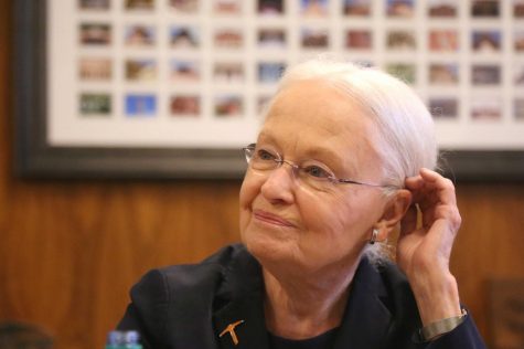 President Natalicio addresses the media in accordance with the news of her retirement on Tuesday, May 22 at the Presidents Office.