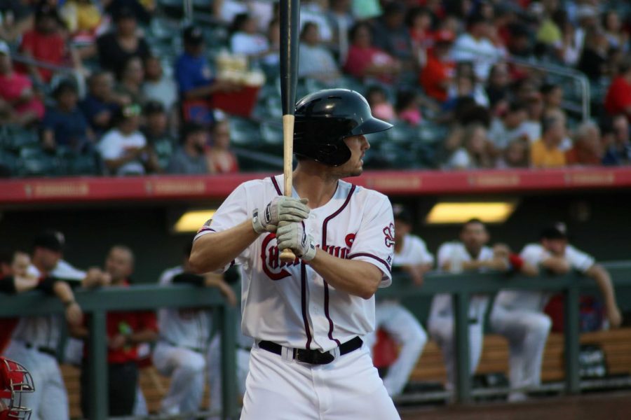 Center fielder Auston Bousfield ready to hit the ball Tuesday June 19 at Southwest University Park.