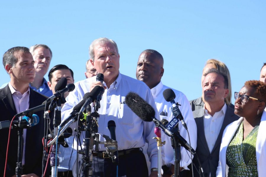 El Paso Mayor Dee Margo spoke  at the Tornillo- Guadalupe Port of Entry where about 20  mayors got together to protest Trump Administrations family separation policy. 