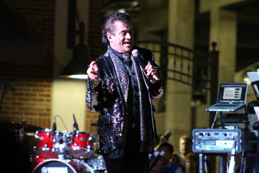 Hugo Cortes interprets Juan Gabriel at the tribute event at San Jacinto Plaza. 