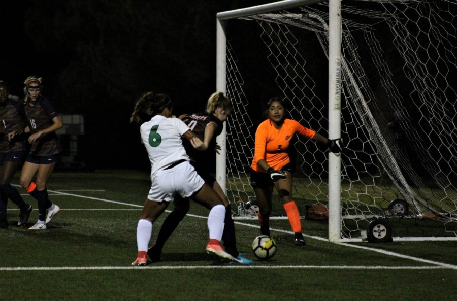 The UTEP women’s soccer team against Marshall on September 20, 2018.