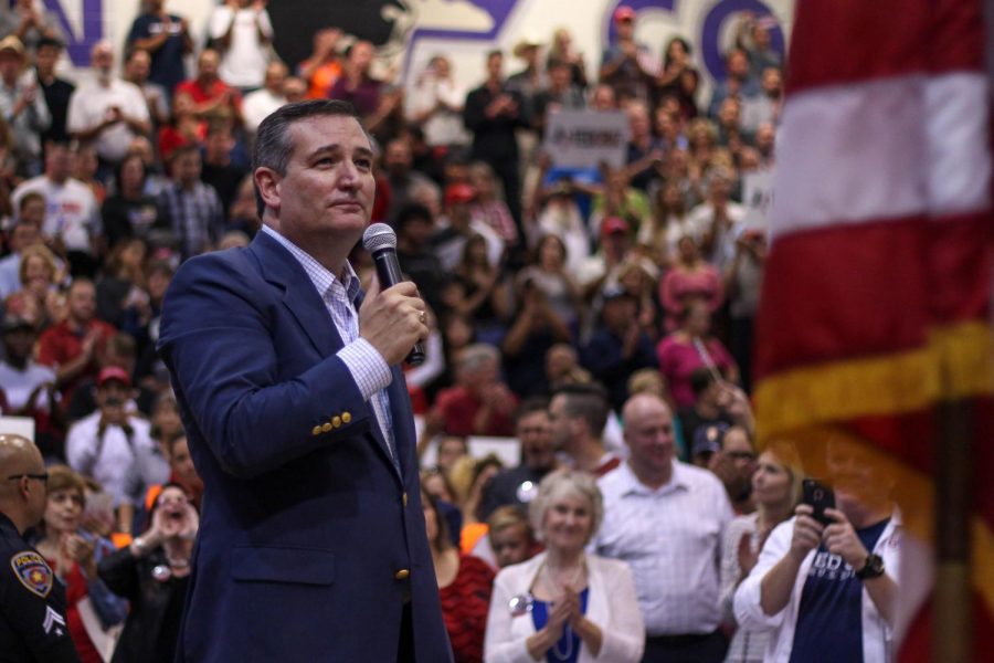 GOP Sen. Ted Cruz addresses his constituents at Franklin High Schools main gym.