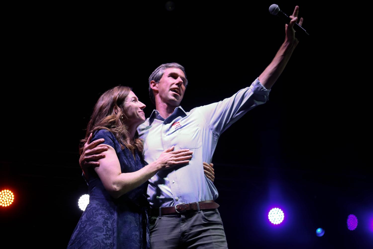Democratic challenger O'Rourke and his wife Amy O'Rourke say their final goodbye after his watch party on Tuesday, Nov. 6 at the Southwest University Park.