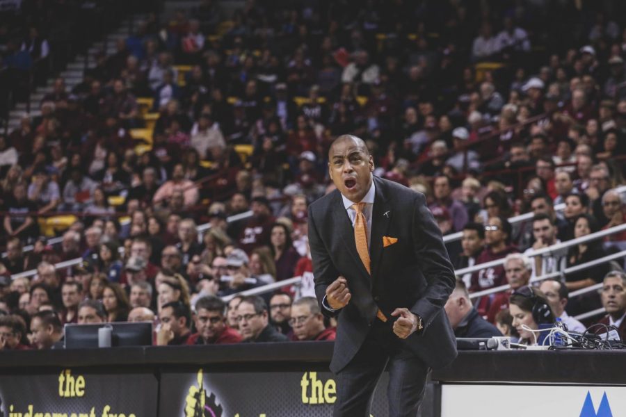 Head Coach Rodney Terry displayed his frustration as the Miners lost to NMSU in the Battle of I-10. 