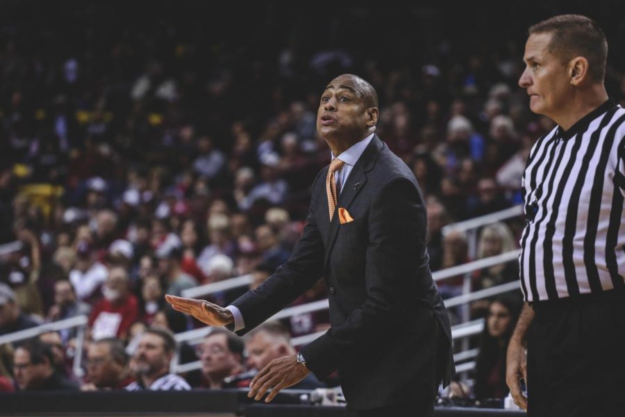 Head Coach Rodney Terry displayed his frustration as the Miners lost to NMSU in the Battle of I-10. 