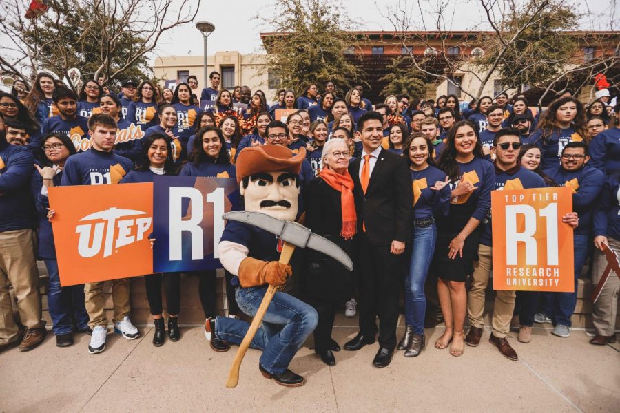 Miners celebrate UTEP’s R1 status at Centennial Plaza