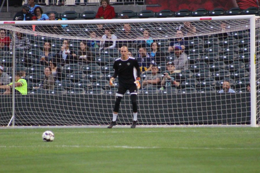 Goalkeeper Logan Ketterer during practice on Thursday, March 7 at the Southwest University Park.