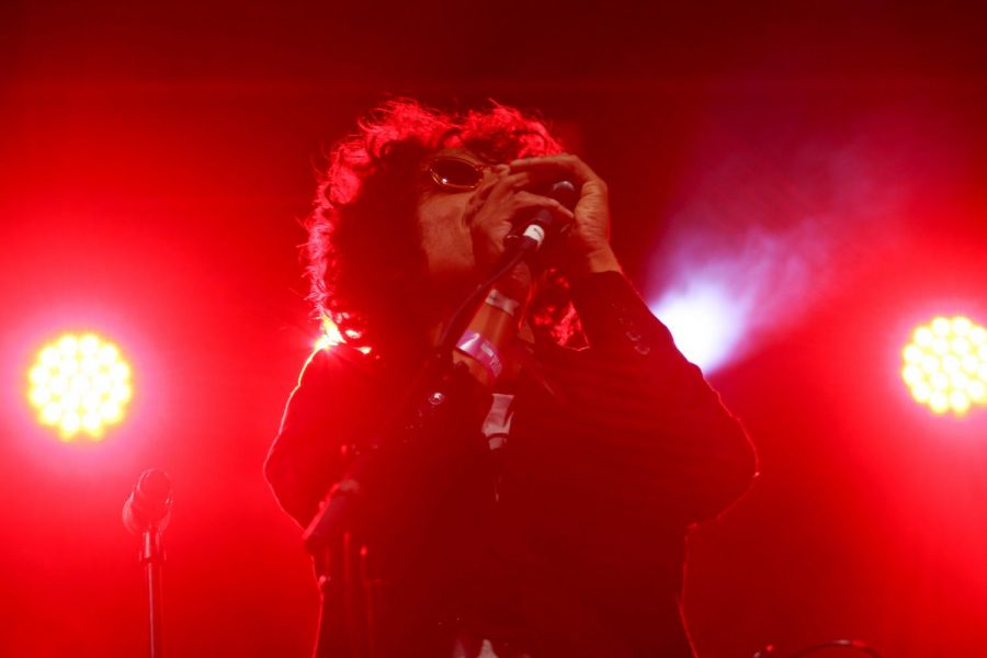 Bardo Martinez from Chicano Batman sings at Neon Desert Music Festival in Downtown El Paso on May 26, 2018.