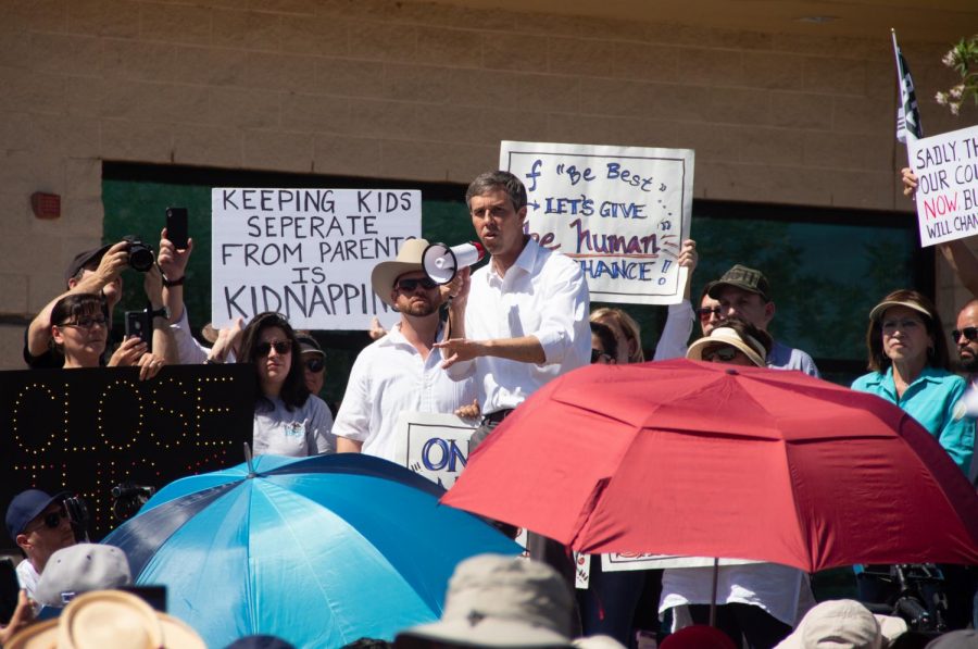 Democratic presidential candidate Beto ORourke speaks to a group of dozens of protesters at his Clint Border Patrol Station rally on Sunday June 30, 2019.