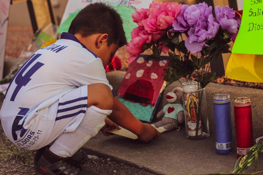 Families come together at vigil outside of Cielo Vista Walmart, Monday August 6th.