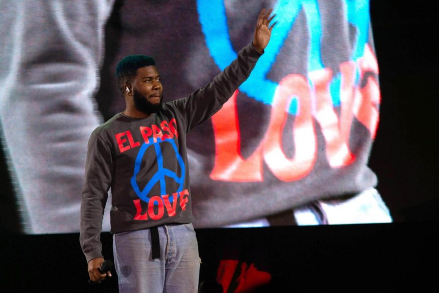 Khalid+greets+the+crowd+on+his+concert+made+to+benefit+El+Paso+shooting+victims+at+the+Don+Haskins+Center+Sunday+Sept.+1%2C+2019.