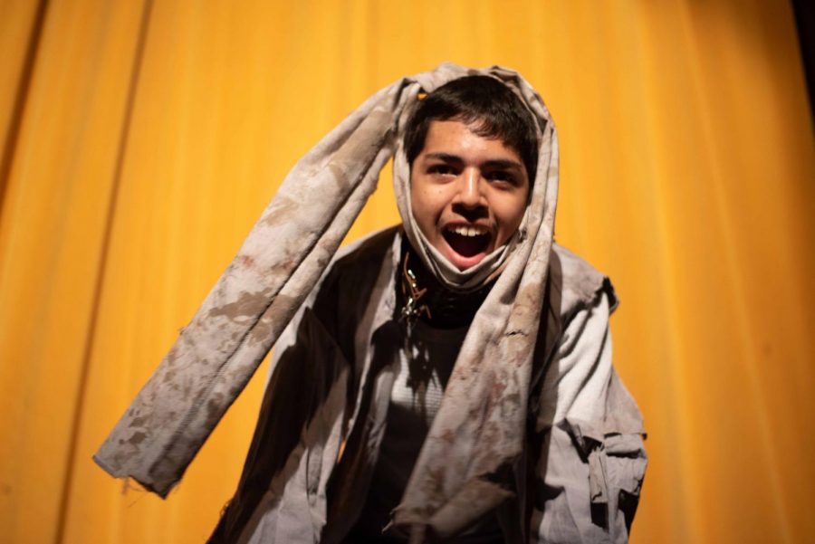 Austin HS student actor acts as one of the asylum patients at the Shakespeares Asylum show.