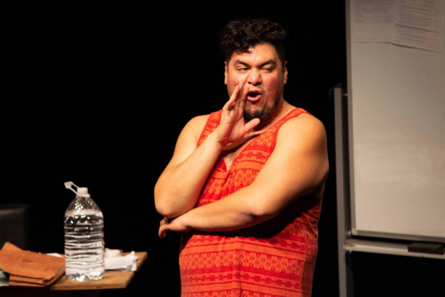 Jesús I. Valles performs his play (Un)Documents at the Wise Family Theater Friday, Oct. 25, 2019.