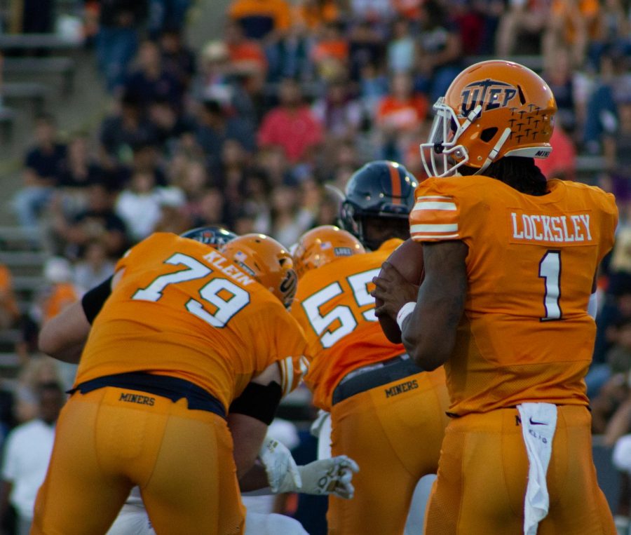 Senior quarterback Kai Locksley looks for a receiver down field against UTSA at the Sun Bowl. 