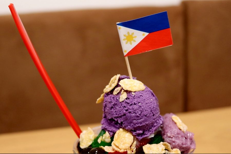 Halo Halo Filipino Food, stays true to its name by serving Halo Halo, a popular Filipino cold dessert with ingredients that include, crushed ice, sweet beans, gelatin, corn flakes, Halayang Ube, flan and ice cream. 