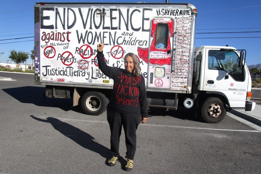  Amid a passionate 18-year-long journey, veteran activist Xan Joi cruised the streets of El Paso in a box truck covered in striking, colorful murals while visiting fellow activist, Cemelli de Aztlan Tuesday, Nov. 12. 