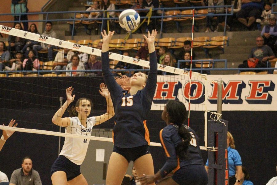 Sophomore Kristen Fritsche fights the ball vs. Rice Saturday Nov. 16, 2019. 