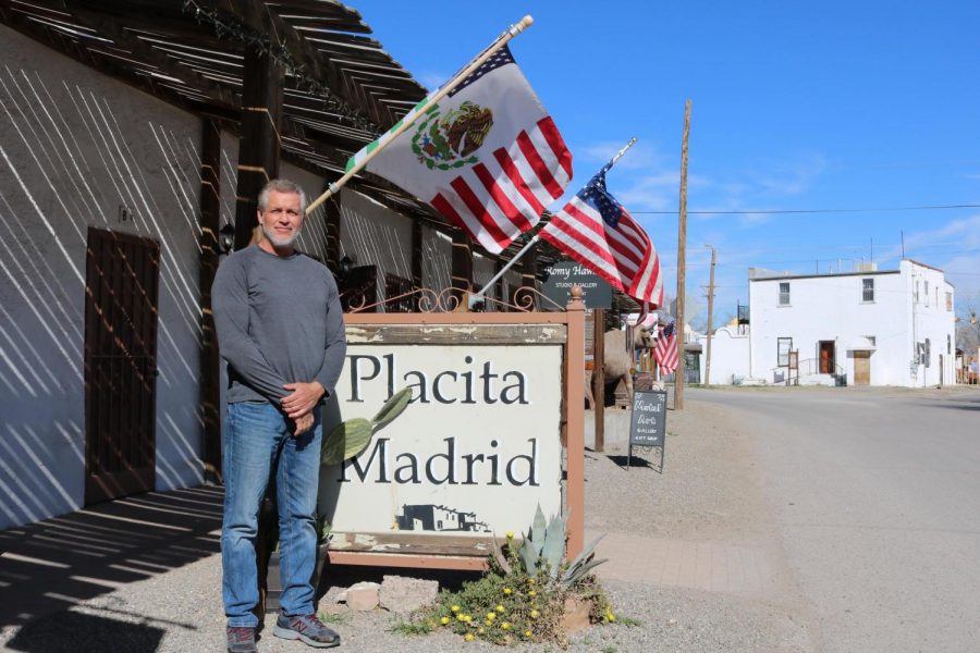 Artists Robert Dozal outside of his art gallery that is located in Placita Madrid, Dozal is an artist specializing in portraits. He opened this shop in 2017. 