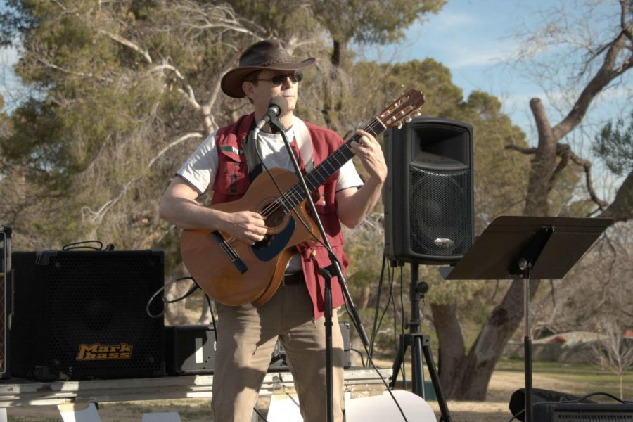 Armed with guitar and drum, Pedro Blandon strummed and sang beautiful songs to protest war in Iran. 