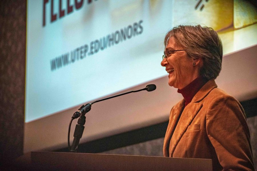 UTEP President Heather Wilson introduced the new Hawkins Scholarship during the Honors, Scholars and Fellows Day Wednesday, Feb. 5. 