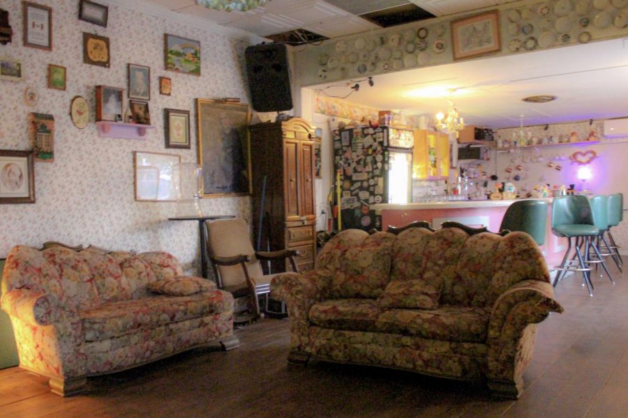 Prickly Elder is a bar dressed up like a grandmothers house, with a live dj spinning hip-hop.