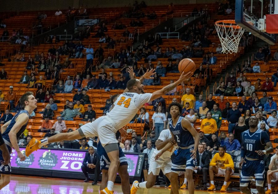 UTEP senior guard Darryl Edwards drives to basket  en route to scoring a career high 34 points versus Rice Saturday, Feb. 22.