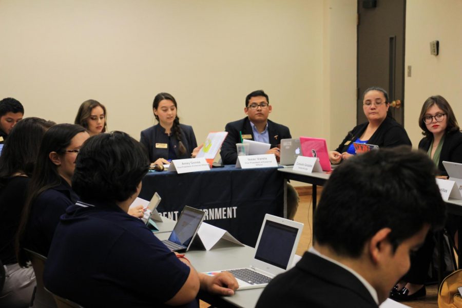 Members of the Student Government Association continue with their itinerary at the SGA meeting on Thursday, Sept. 12, 2019. 