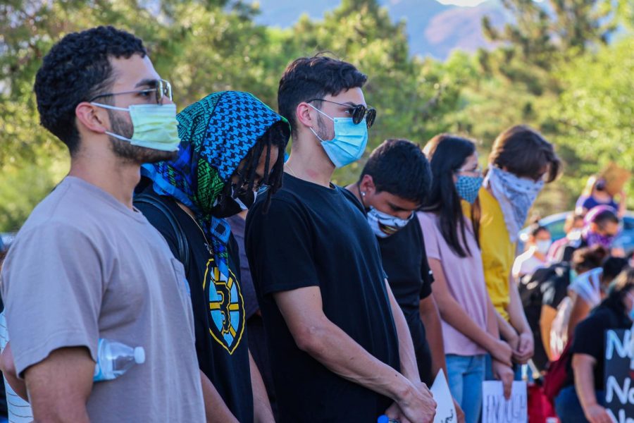 The people present at the march had a moment of silence in honor of George Floyd at El Paso May 31.
