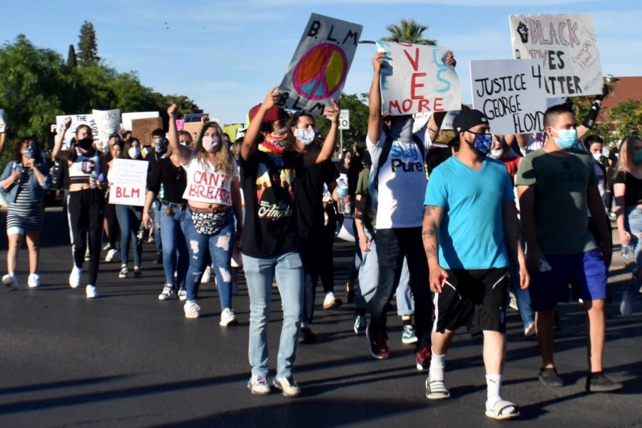 People scream and protest in Piedras street for George Floyd at El Paso, Texas, Sunday., May 3.

