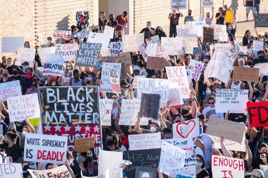 El Paso citizens gather at El Paso Police Station at 911 Raynor to protest  the tragic death of George Floyd at the hands of Minneapolis Police May 31.