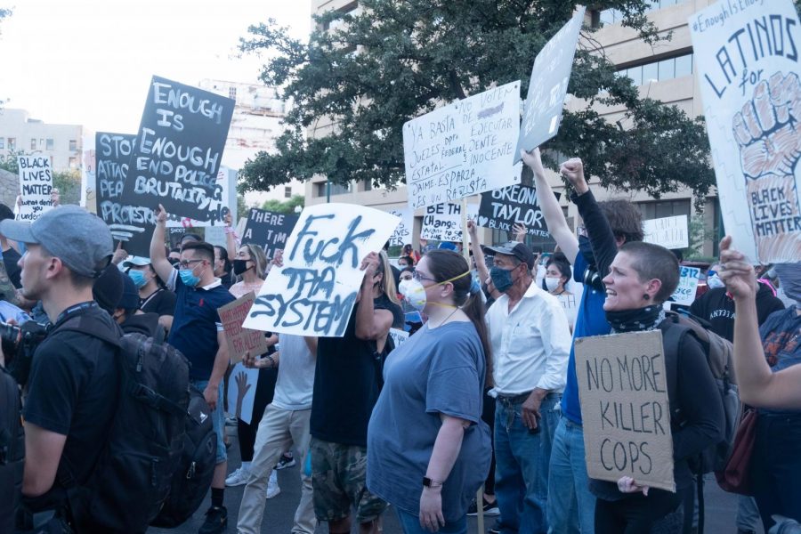 Protesters gather outside El Paso Country Courthouse June 2.