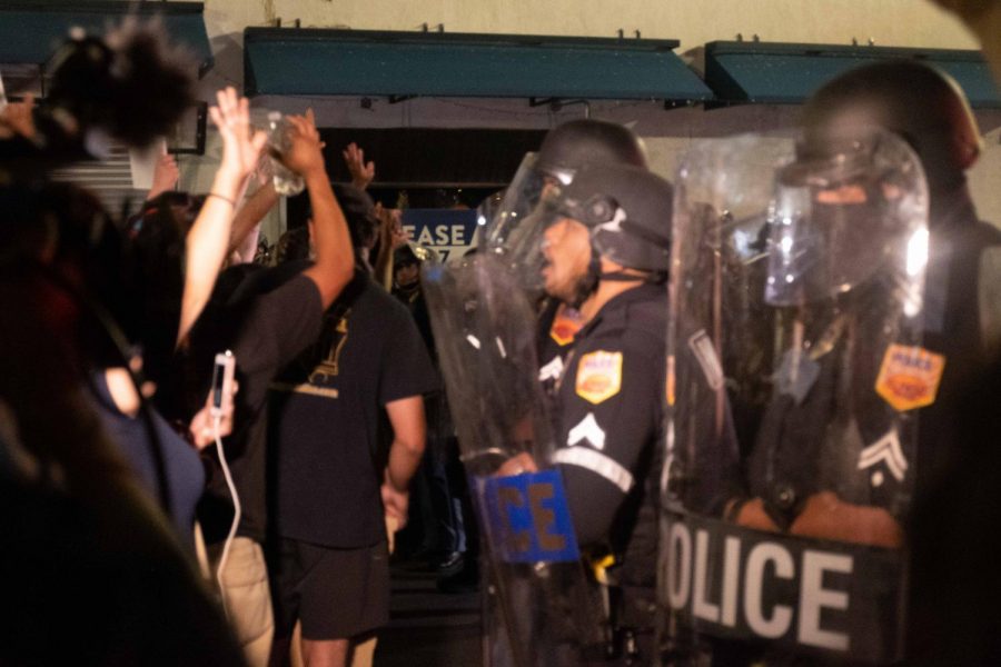 Tensions flare at black lives matter protest as protesters are told to move back in downtown El Paso June 2.