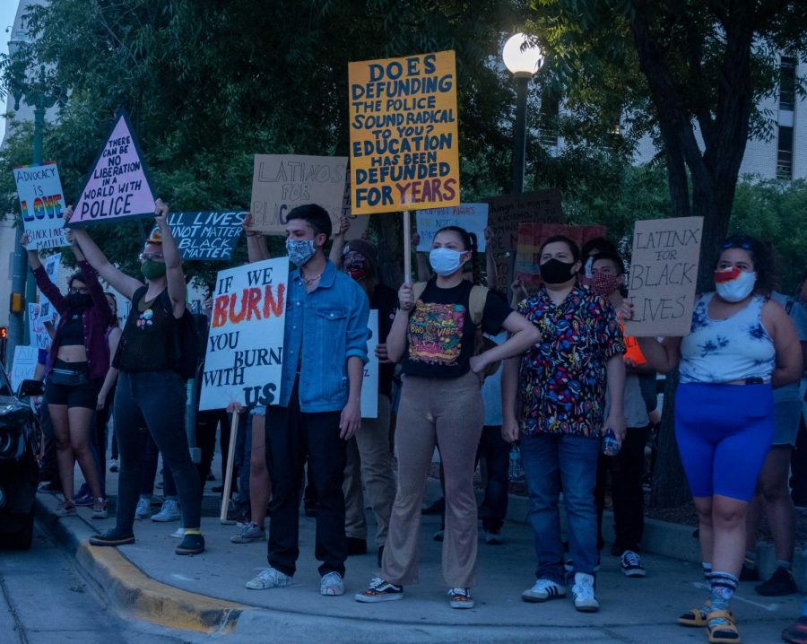 Members of the LGBTQI community and others protest in the Queer Solidarity March in Downtown El Paso June 13, 2020.