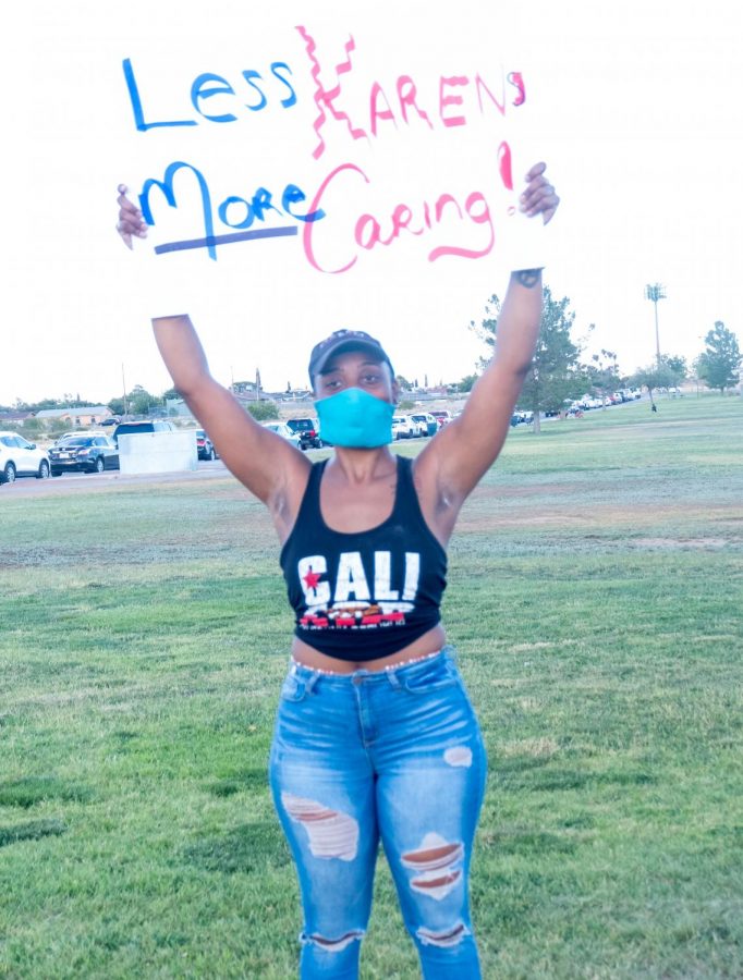 Protester holds sign in support of Black Lives Matter during Juneteenth peacful protest at Veterans Park June 19,2020.