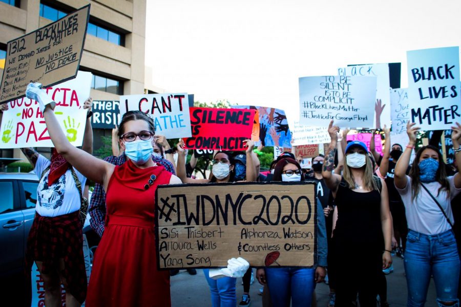  Members of the El Paso community gather at Aztec Calendar Park in Downtown El Paso on June 2, to protest the death of George Floyd at the hands of Minneapolis Police. 