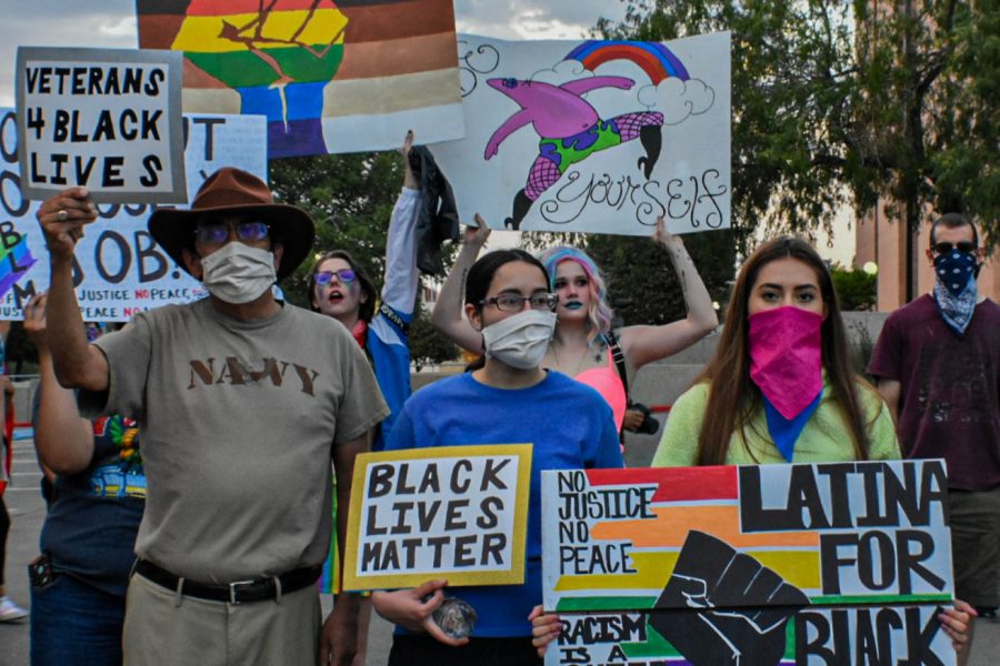 Protesters march through Downtown El Paso in the Queer Solidarity March June 13. 2020.