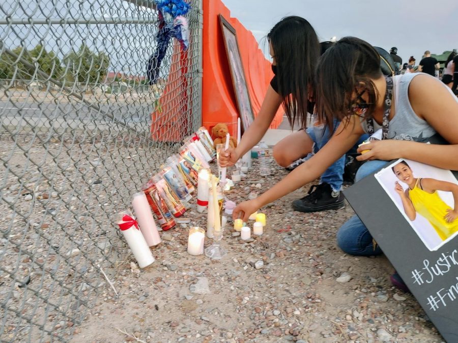 Protesters light candles outside of Fort Bliss Cassidy Gate during protest for justice in the suspected murder of Vanessa Guillen July 4, 2020.