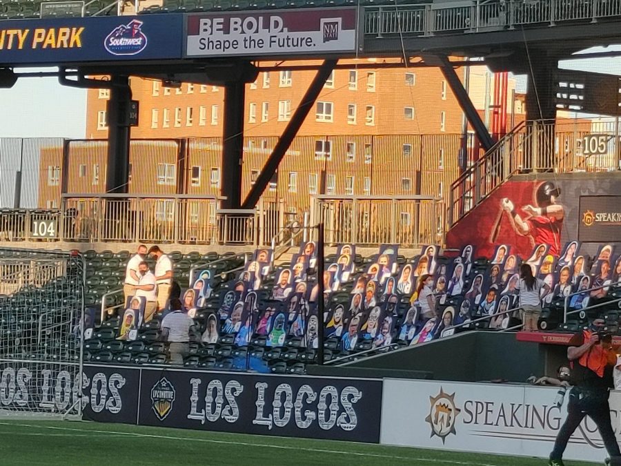 El Paso Locomotives set up cardboard cutouts of fans for their first match of the season versus Rio Grande Valley played without fans due to COVID-19 concerns July 11, 2020